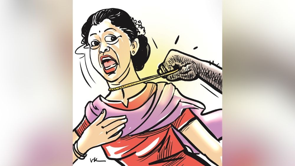 कथा से लौट रही बुजुर्ग से महिलाओं ने धक्का-मुक्की कर झटकी सोने की चैन